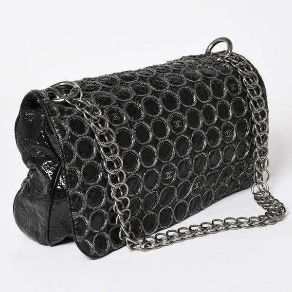 CHANEL Chain shoulder bag No. 12 Patent leather Black Silver hardware Good used 4a003668