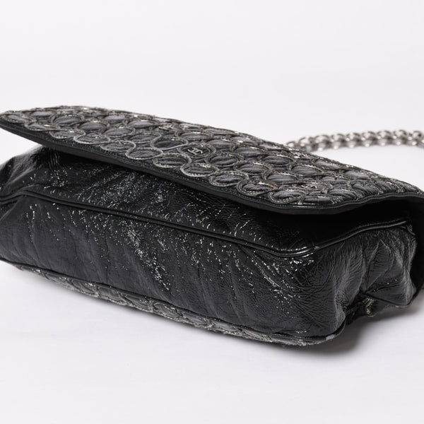 CHANEL Chain shoulder bag No. 12 Patent leather Black Silver hardware Good used 4a003668