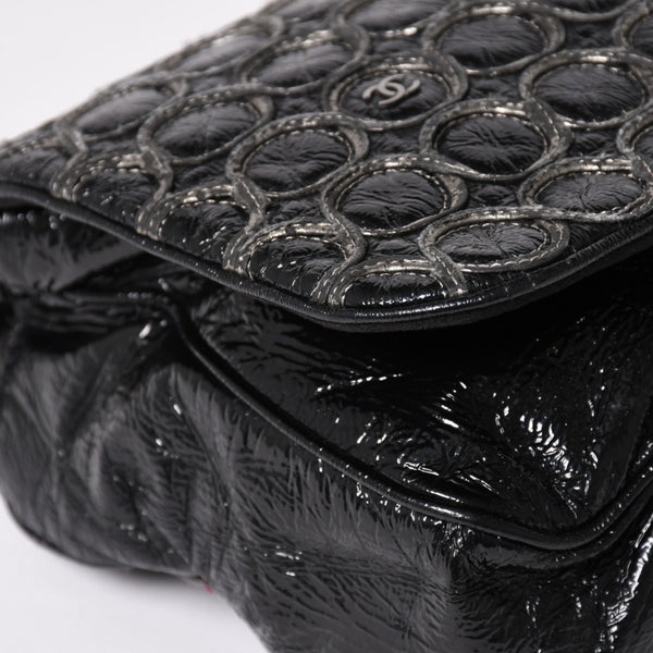 CHANEL Chain shoulder bag No. 12 Patent leather Black Silver hardware Good used 4a003668