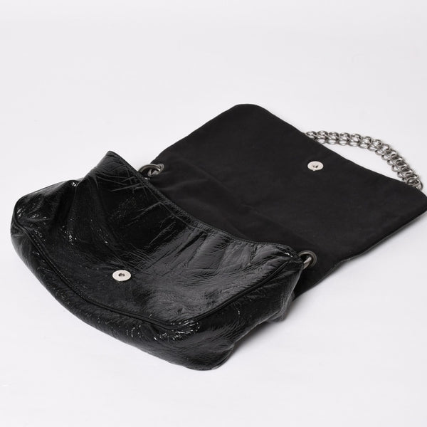 CHANEL Chain shoulder bag No. 12 Patent leather Black Silver hardware Good used 4a003668