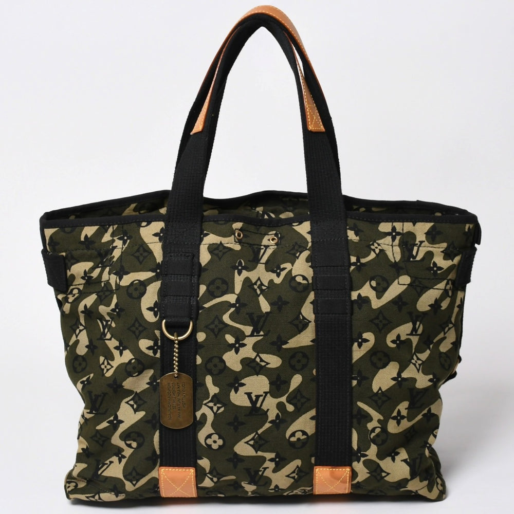 極美品 LOUIS VUITTON ルイヴィトン トレイ モノグラモフラージュ モノグラム トートバッグ 村上隆 限定 迷彩柄 M95783 中古 4a003582