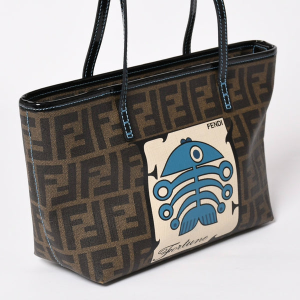 極美品 FENDI フェンディ ハンドバッグ 8BH223 CR2 ズッカ柄 ブラウン キャンバス エナメル ブラウン ゴールド金具 中古 4a003677
