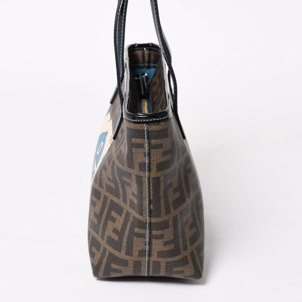 極美品 FENDI フェンディ ハンドバッグ 8BH223 CR2 ズッカ柄 ブラウン キャンバス エナメル ブラウン ゴールド金具 中古 4a003677