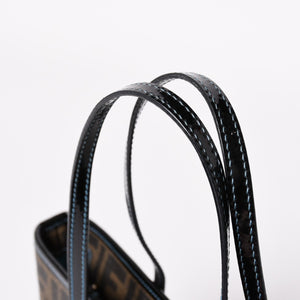 極美品 FENDI フェンディ ハンドバッグ 8BH223 CR2 ズッカ柄 ブラウン キャンバス エナメル ブラウン ゴールド金具 中古 4a003677