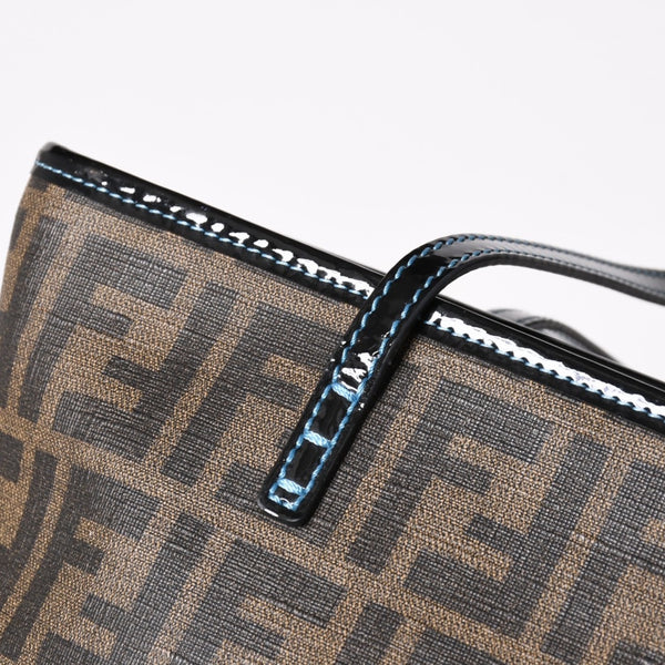 極美品 FENDI フェンディ ハンドバッグ 8BH223 CR2 ズッカ柄 ブラウン キャンバス エナメル ブラウン ゴールド金具 中古 4a003677