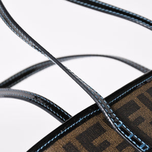 極美品 FENDI フェンディ ハンドバッグ 8BH223 CR2 ズッカ柄 ブラウン キャンバス エナメル ブラウン ゴールド金具 中古 4a003677