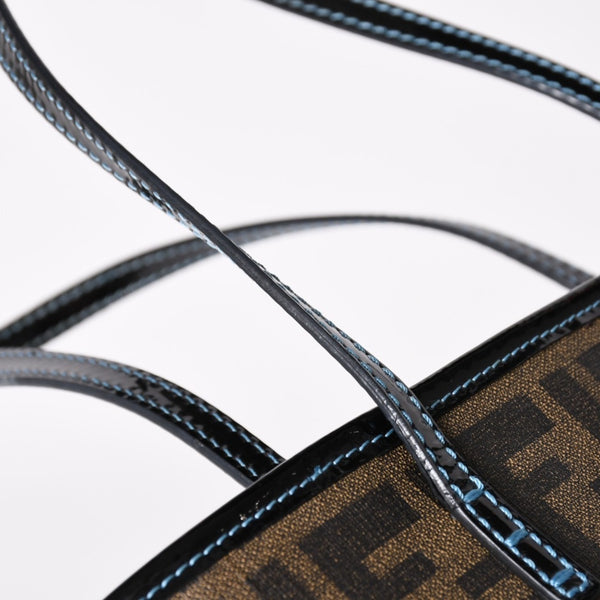 極美品 FENDI フェンディ ハンドバッグ 8BH223 CR2 ズッカ柄 ブラウン キャンバス エナメル ブラウン ゴールド金具 中古 4a003677