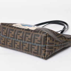 極美品 FENDI フェンディ ハンドバッグ 8BH223 CR2 ズッカ柄 ブラウン キャンバス エナメル ブラウン ゴールド金具 中古 4a003677