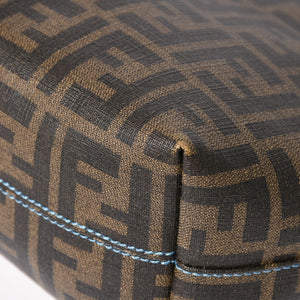 極美品 FENDI フェンディ ハンドバッグ 8BH223 CR2 ズッカ柄 ブラウン キャンバス エナメル ブラウン ゴールド金具 中古 4a003677