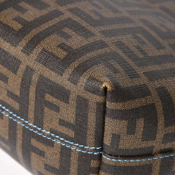 極美品 FENDI フェンディ ハンドバッグ 8BH223 CR2 ズッカ柄 ブラウン キャンバス エナメル ブラウン ゴールド金具 中古 4a003677