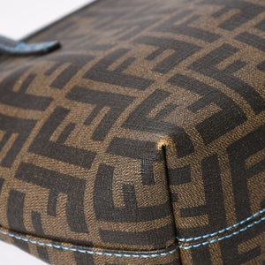 極美品 FENDI フェンディ ハンドバッグ 8BH223 CR2 ズッカ柄 ブラウン キャンバス エナメル ブラウン ゴールド金具 中古 4a003677