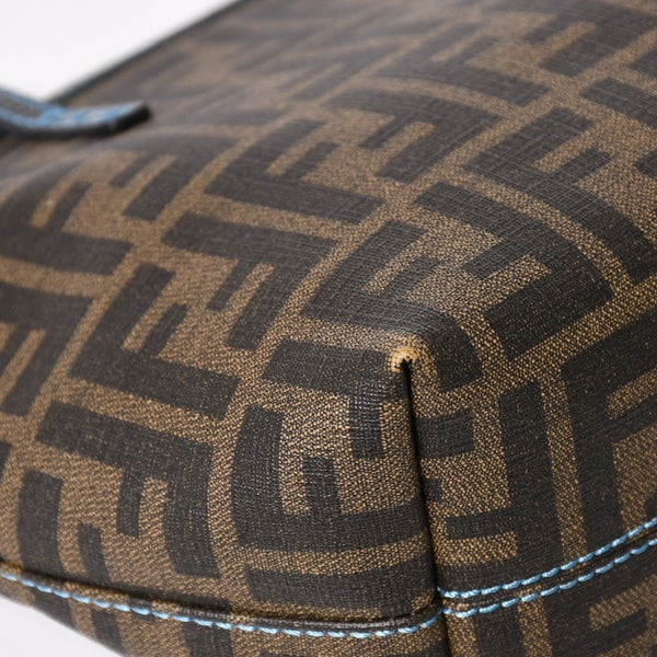 極美品 FENDI フェンディ ハンドバッグ 8BH223 CR2 ズッカ柄 ブラウン キャンバス エナメル ブラウン ゴールド金具 中古 4a003677