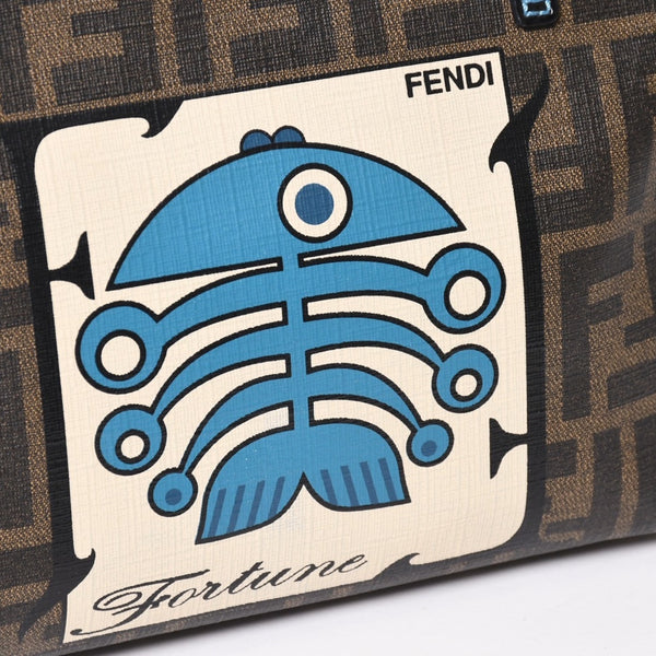 極美品 FENDI フェンディ ハンドバッグ 8BH223 CR2 ズッカ柄 ブラウン キャンバス エナメル ブラウン ゴールド金具 中古 4a003677