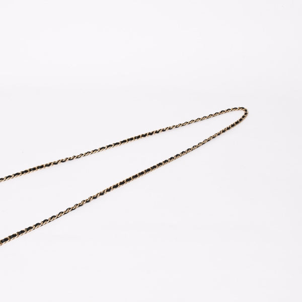 CHANEL シャネル カメリア ウォレット チェーンバッグ エンボス加工 21番台 ラムスキン ブラック ゴールド 美品 中古 4a003710