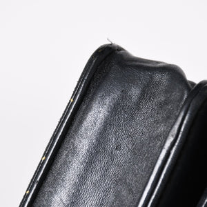 CHANEL シャネル カメリア ウォレット チェーンバッグ エンボス加工 21番台 ラムスキン ブラック ゴールド 美品 中古 4a003710