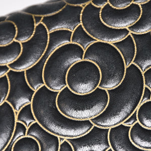 CHANEL シャネル カメリア ウォレット チェーンバッグ エンボス加工 21番台 ラムスキン ブラック ゴールド 美品 中古 4a003710