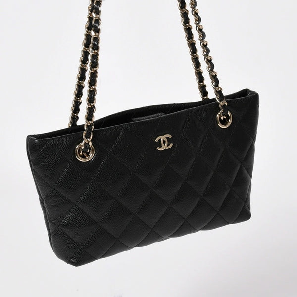 Very good condition CHANEL Chanel Matelasse caviar skin accessory pouch black silver hardware random number used 4a003600