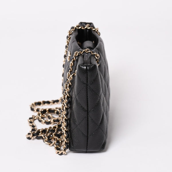 Very good condition CHANEL Chanel Matelasse caviar skin accessory pouch black silver hardware random number used 4a003600