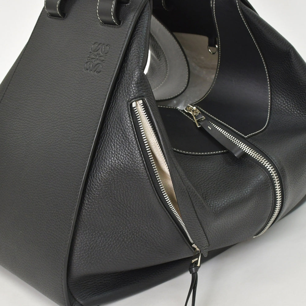 Very good condition LOEWE hammock bag large handbag shoulder bag leather black silver hardware 261705 used 4a003694