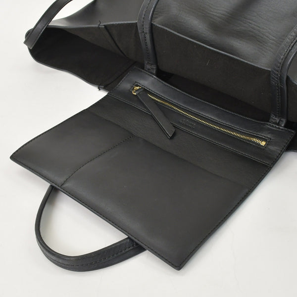 CELINE セリーヌ カバファントム レザートートバッグ フィービー期 レザー ブラック ハンドバッグ S-GM-1102H ゴールド金具 美品 中古 4a003683