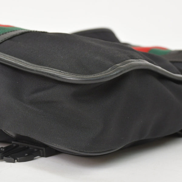 GUUCI Shoulder Bag Sherry Line 181066 Black GG Logo Black Metal Fittings Good Condition Used 4a003525