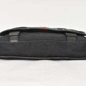 GUUCI Shoulder Bag Sherry Line 181066 Black GG Logo Black Metal Fittings Good Condition Used 4a003525