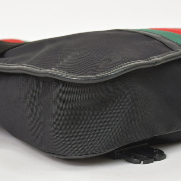 GUUCI Shoulder Bag Sherry Line 181066 Black GG Logo Black Metal Fittings Good Condition Used 4a003525
