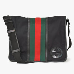 GUUCI Shoulder Bag Sherry Line 181066 Black GG Logo Black Metal Fittings Good Condition Used 4a003525