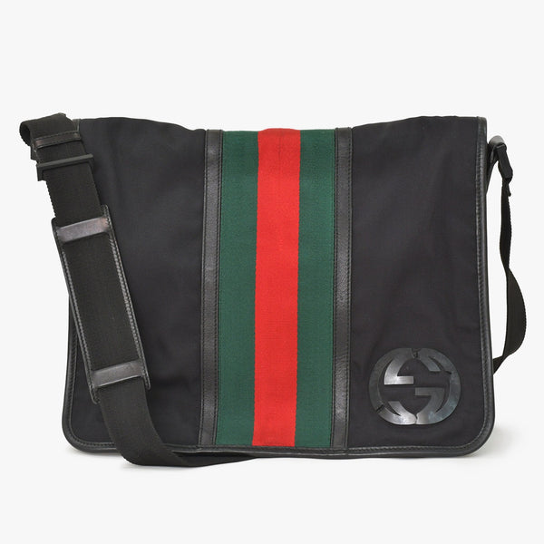 GUUCI Shoulder Bag Sherry Line 181066 Black GG Logo Black Metal Fittings Good Condition Used 4a003525