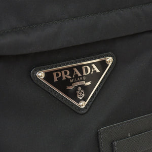 極美品 PRADA プラダ ショルダーバッグ トライアングルロゴ 19ss ブラック シルバー金具 ナイロン レザー 中古 4a003696