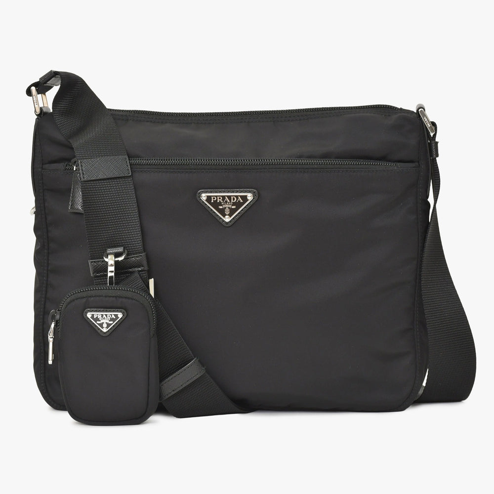 極美品 PRADA プラダ Nylon Shoulder Bag ナイロン ショルダーバッグ RE-NYLON ブラック ポーチ 中古 4a003505