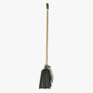 極美品 SAINT LAURENT サンローラン ショルダーバッグ MAL440906 カーキ カーフスキン ゴールド金具 中古 4a003482