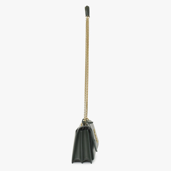 極美品 SAINT LAURENT サンローラン ショルダーバッグ MAL440906 カーキ カーフスキン ゴールド金具 中古 4a003482