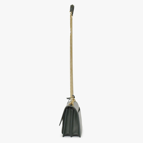 極美品 SAINT LAURENT サンローラン ショルダーバッグ MAL440906 カーキ カーフスキン ゴールド金具 中古 4a003482