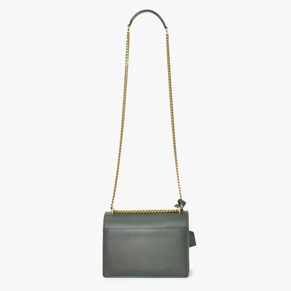 極美品 SAINT LAURENT サンローラン ショルダーバッグ MAL440906 カーキ カーフスキン ゴールド金具 中古 4a003482