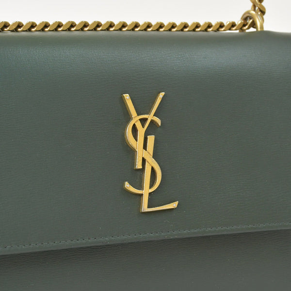 極美品 SAINT LAURENT サンローラン ショルダーバッグ MAL440906 カーキ カーフスキン ゴールド金具 中古 4a003482