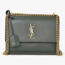画像をギャラリービューアに読み込む, 極美品 SAINT LAURENT サンローラン ショルダーバッグ MAL440906 カーキ カーフスキン ゴールド金具 中古 4a003482