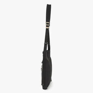 極美品 PRADA プラダ ショルダーバッグ トライアングルロゴ 19ss ブラック シルバー金具 ナイロン レザー 中古 4a003696