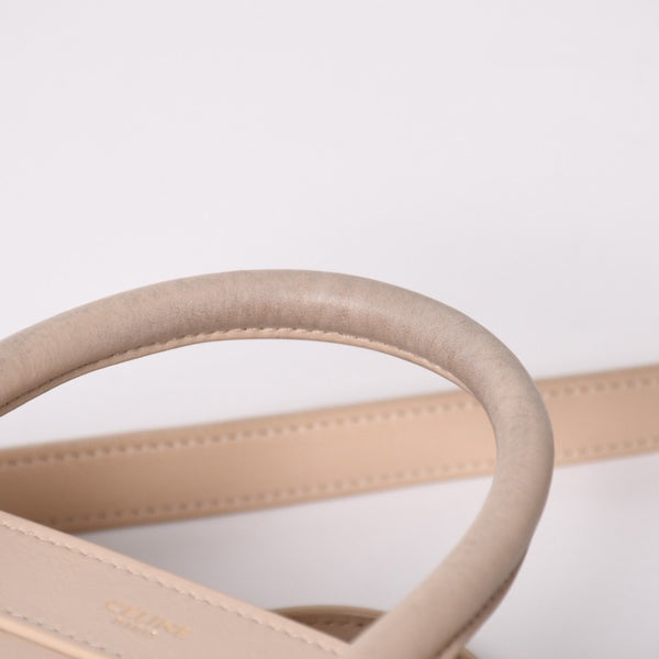 CELINE セリーヌ ハンドバッグ ショルダーバッグ ラゲージ ナノショッパー U-CU-0189 ベージュ ゴールド金具 美品 中古 4a003698