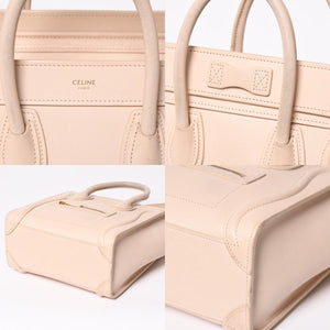CELINE セリーヌ ハンドバッグ ショルダーバッグ ラゲージ ナノショッパー U-CU-0189 ベージュ ゴールド金具 美品 中古 4a003698