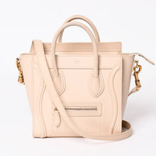 Load image into Gallery viewer, CELINE セリーヌ ハンドバッグ ショルダーバッグ ラゲージ ナノショッパー U-CU-0189 ベージュ ゴールド金具 美品 中古 4a003698