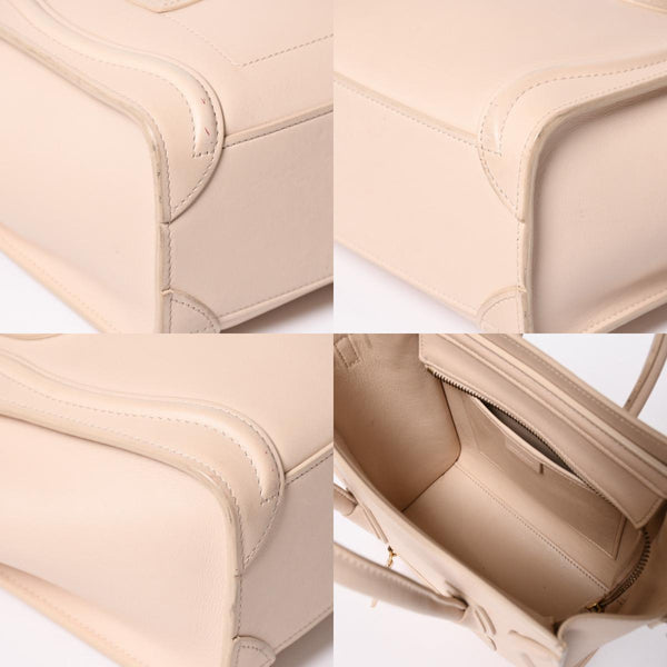CELINE セリーヌ ハンドバッグ ショルダーバッグ ラゲージ ナノショッパー U-CU-0189 ベージュ ゴールド金具 美品 中古 4a003698