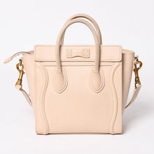 Load image into Gallery viewer, CELINE セリーヌ ハンドバッグ ショルダーバッグ ラゲージ ナノショッパー U-CU-0189 ベージュ ゴールド金具 美品 中古 4a003698