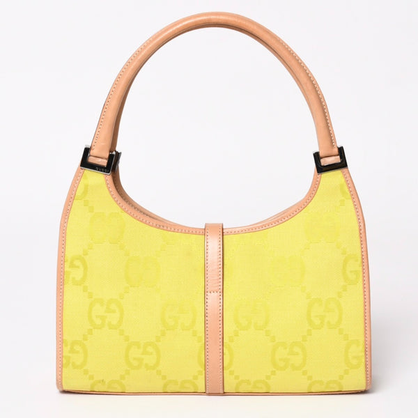 GUCCI グッチ ジャンボGG ジャッキー ホーボーバッグ GGキャンバス ハンドバッグ ライム ベージュ 三日月型 002 1068 美品 中古 4a003448