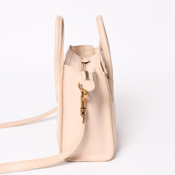 CELINE セリーヌ ハンドバッグ ショルダーバッグ ラゲージ ナノショッパー U-CU-0189 ベージュ ゴールド金具 美品 中古 4a003698