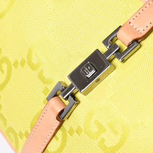 GUCCI グッチ ジャンボGG ジャッキー ホーボーバッグ GGキャンバス ハンドバッグ ライム ベージュ 三日月型 002 1068 美品 中古 4a003448