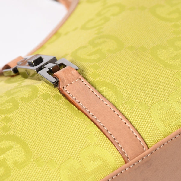GUCCI グッチ ジャンボGG ジャッキー ホーボーバッグ GGキャンバス ハンドバッグ ライム ベージュ 三日月型 002 1068 美品 中古 4a003448