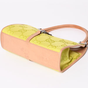 GUCCI グッチ ジャンボGG ジャッキー ホーボーバッグ GGキャンバス ハンドバッグ ライム ベージュ 三日月型 002 1068 美品 中古 4a003448