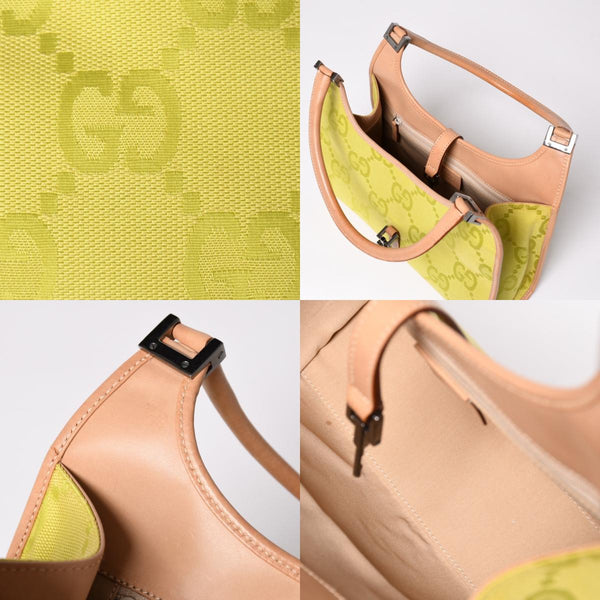 GUCCI グッチ ジャンボGG ジャッキー ホーボーバッグ GGキャンバス ハンドバッグ ライム ベージュ 三日月型 002 1068 美品 中古 4a003448
