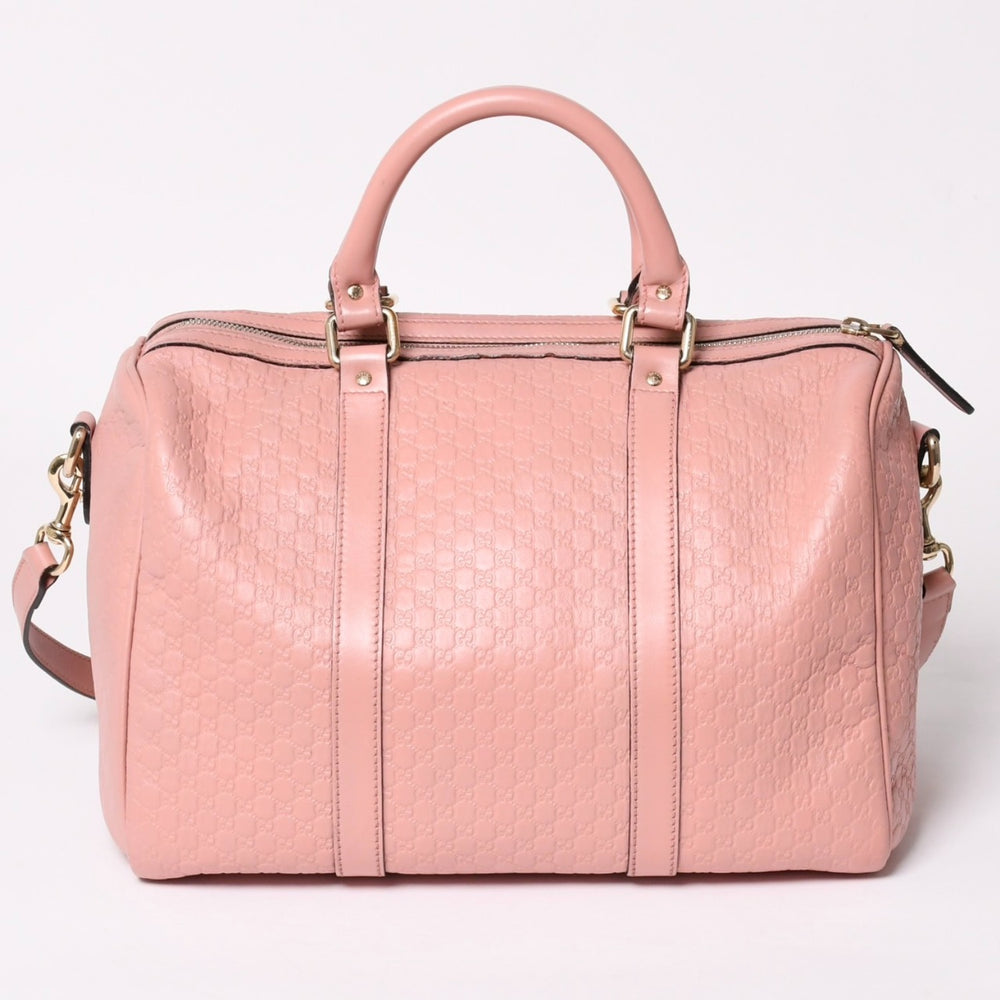 極美品 GUCCI グッチ ショルダーバッグ ミニボストン 2WAY マイクログッチシマ ピンク シマレザー 449646 中古 4a003451